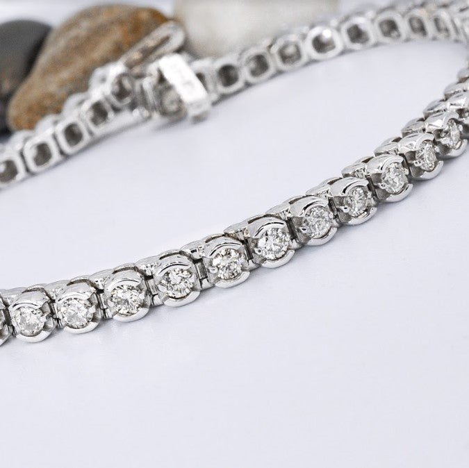 Sparkling 3.00 CT Round Cut Diamond Tennis Bracelet in 14KT White Gold - Primestyle.com