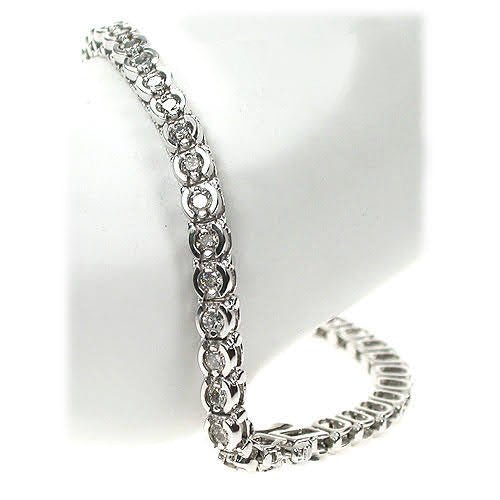 Sparkling 3.00 CT Round Cut Diamond Tennis Bracelet in 14KT White Gold - Primestyle.com