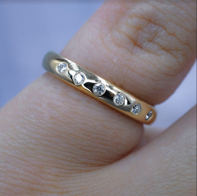 Special 0.10CT Round Cut Diamond Wedding Band in 14KT Yellow Gold - Primestyle.com