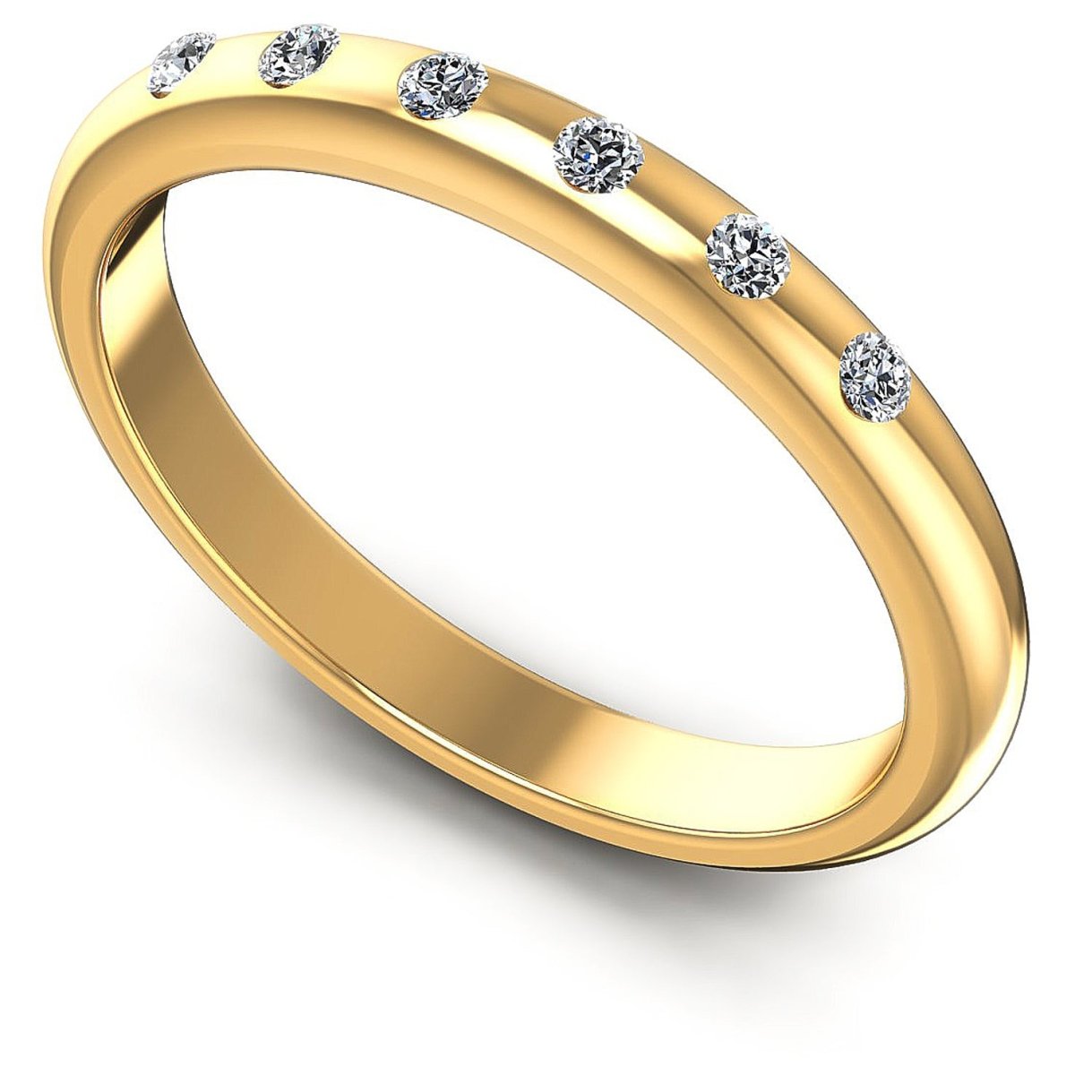 Special 0.10CT Round Cut Diamond Wedding Band in 14KT Yellow Gold