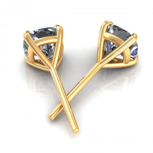 Special 0.25CT Cushion Cut Diamond Stud Earrings in 14KT Yellow Gold - Primestyle.com