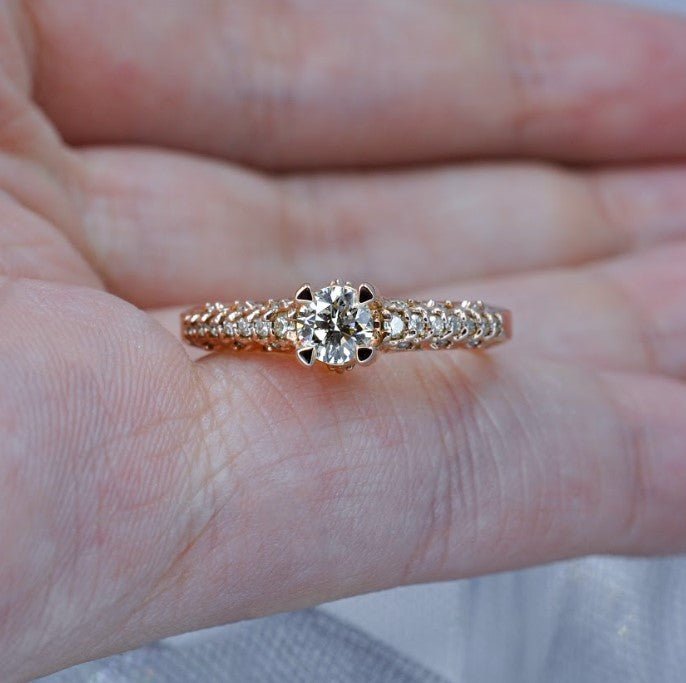 Special 0.60CT Round Cut Diamond Engagement Ring in 14KT Rose Gold - Primestyle.com