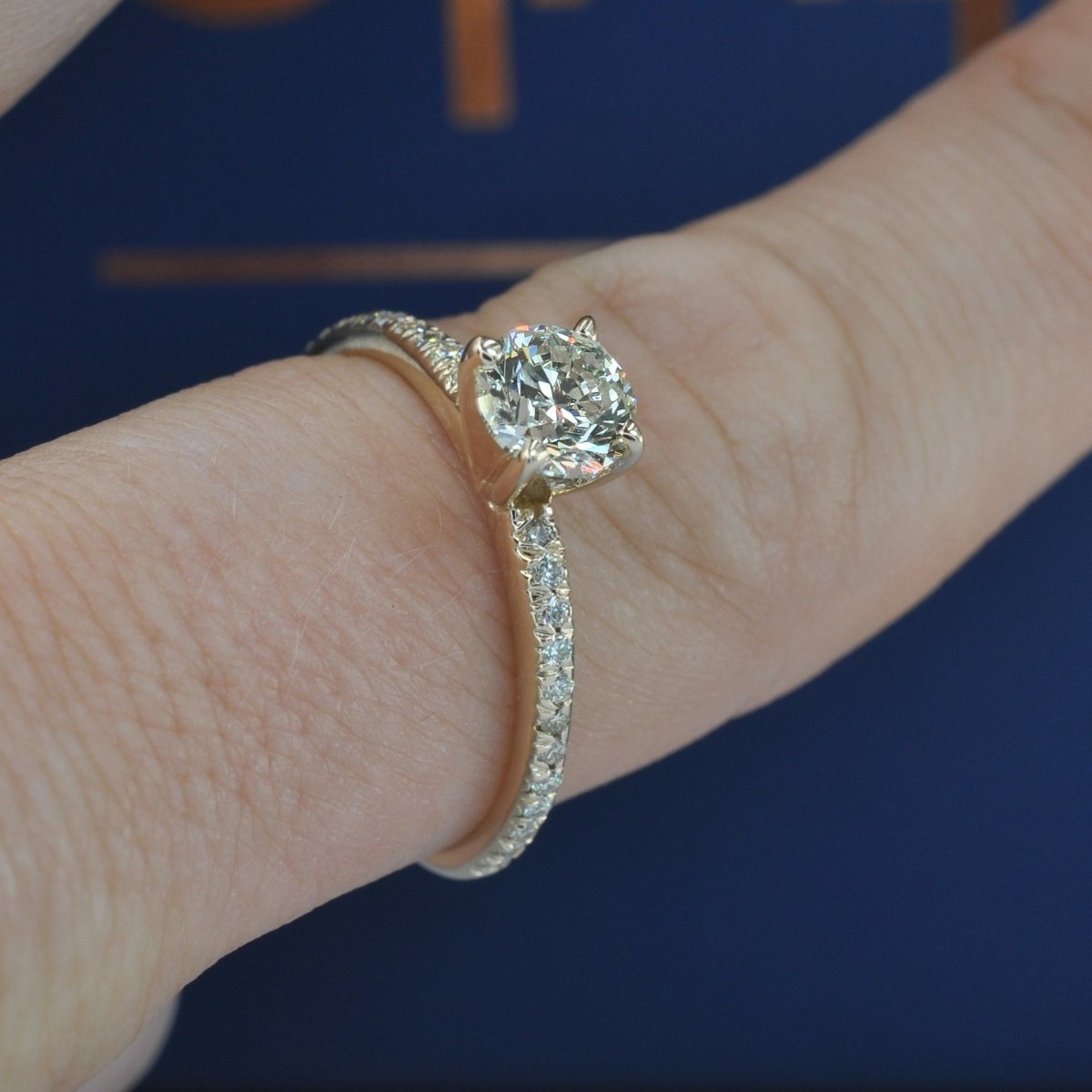 Special 1.00 CT Round Cut Diamond Engagement Ring in 14KT Yellow Gold - Primestyle.com