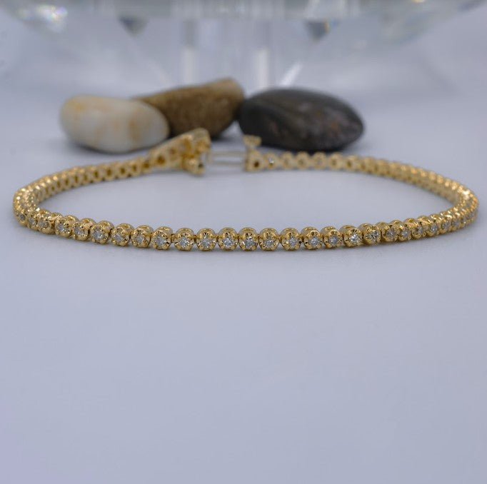 Special 1.00 CT Round Cut Diamond Tennis Bracelet in 14KT Yellow Gold - Primestyle.com