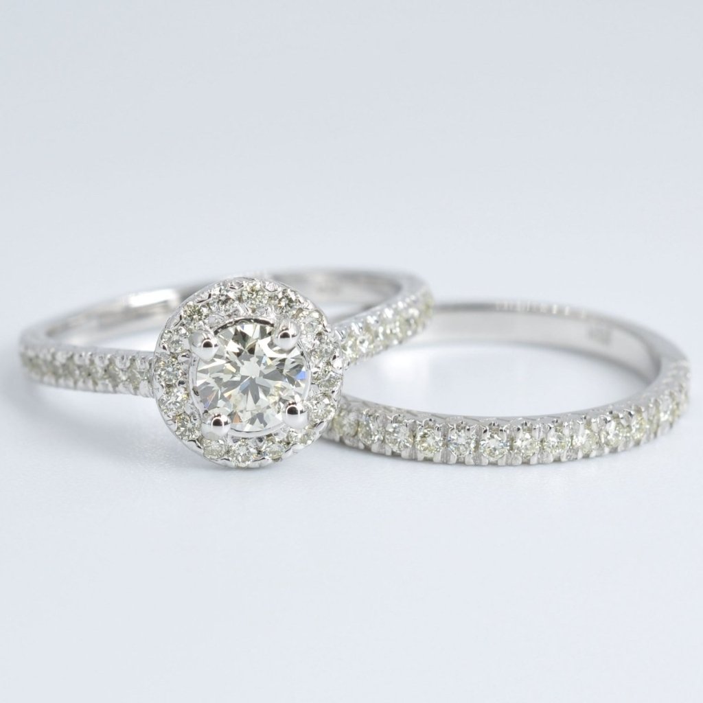 Special 1.25 CT Round Cut Diamond Bridal Set in 14KT White Gold - Primestyle.com
