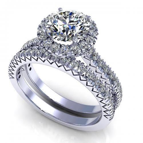 Special 1.25 CT Round Cut Diamond Bridal Set in 14KT White Gold - Primestyle.com