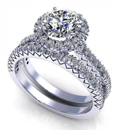 Special 1.25 CT Round Cut Diamond Bridal Set in 14KT White Gold - Primestyle.com
