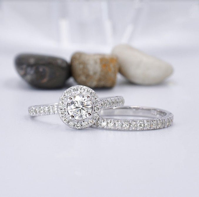 Special 1.25 CT Round Cut Diamond Bridal Set in 14KT White Gold - Primestyle.com