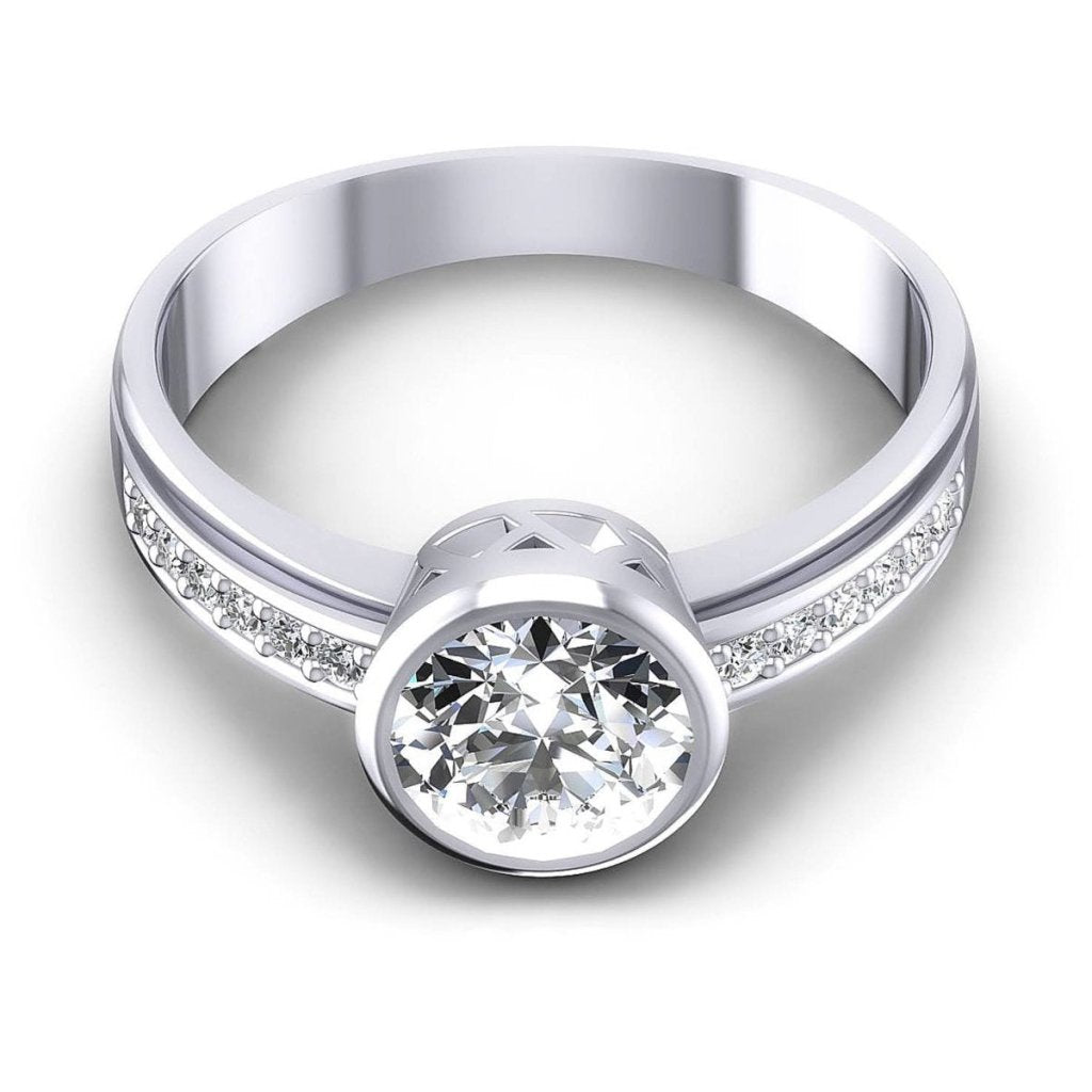 Stunning 0.50 CT Round Cut Diamond Engagement Ring in 14 KT White Gold
