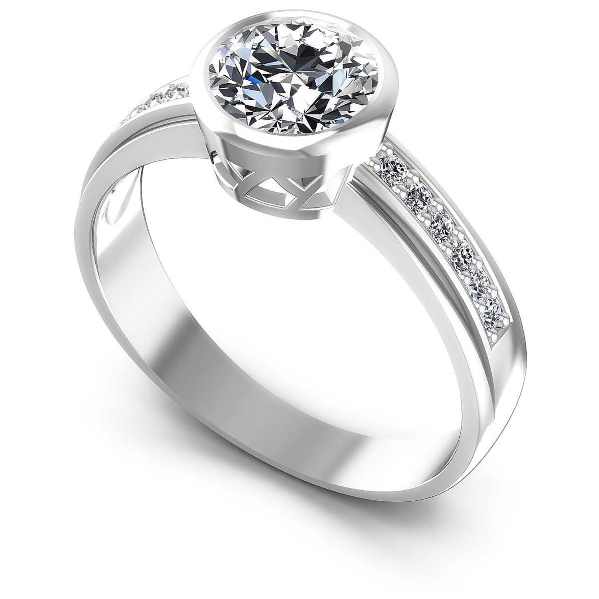 Stunning 0.50 CT Round Cut Diamond Engagement Ring in 14 KT White Gold - Primestyle.com