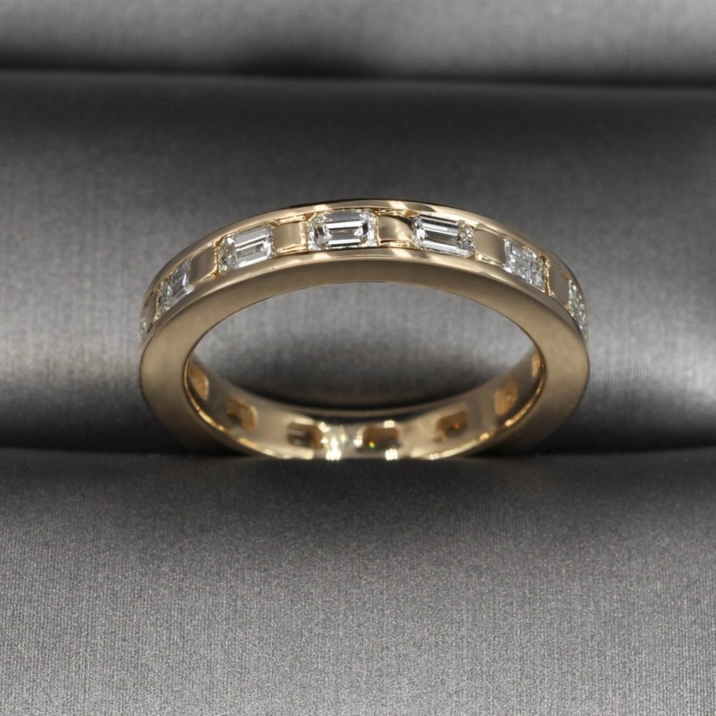 Stunning 2.50 CT Emerald Cut Diamond Eternity Ring in 14KT Yellow Gold