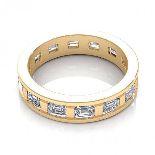 Stunning 2.50 CT Emerald Cut Diamond Eternity Ring in 14KT Yellow Gold