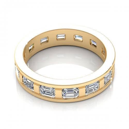 Stunning 2.50 CT Emerald Cut Diamond Eternity Ring in 14KT Yellow Gold
