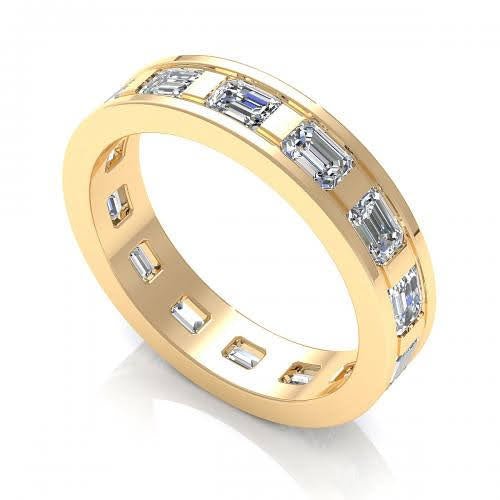 Stunning 2.50 CT Emerald Cut Diamond Eternity Ring in 14KT Yellow Gold