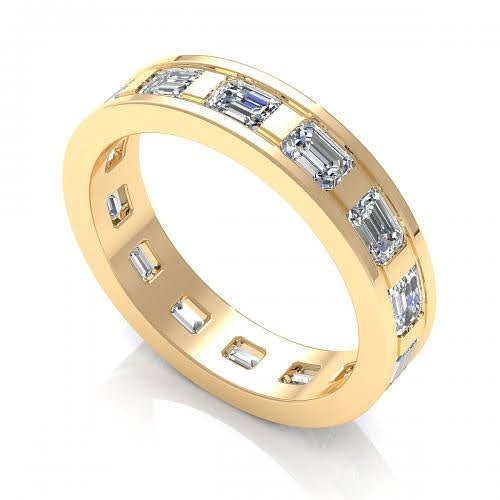 Stunning 2.50 CT Emerald Cut Diamond Eternity Ring in 14KT Yellow Gold