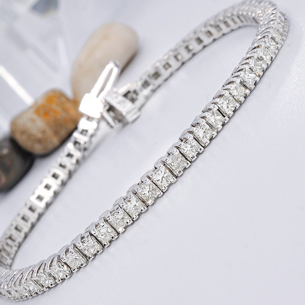 Stunning 5.00CT Princess cut Tennis Bracelet in 14KT White Gold - Primestyle.com