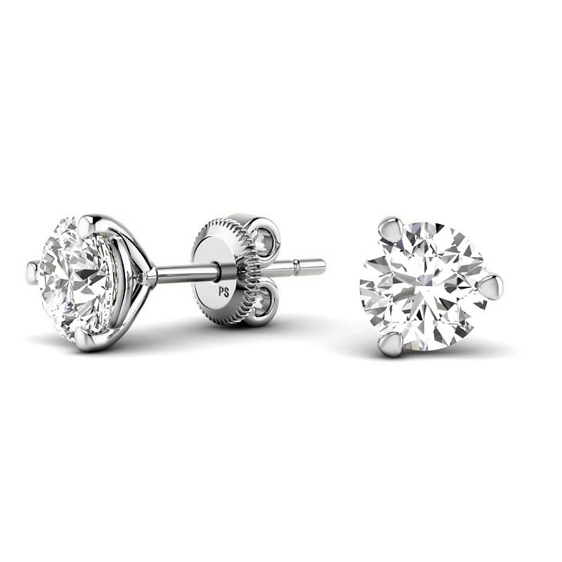 Three-Prong Martini 0.60-5.00 CT Round Cut Lab Grown Diamonds - Stud Earrings - Primestyle.com