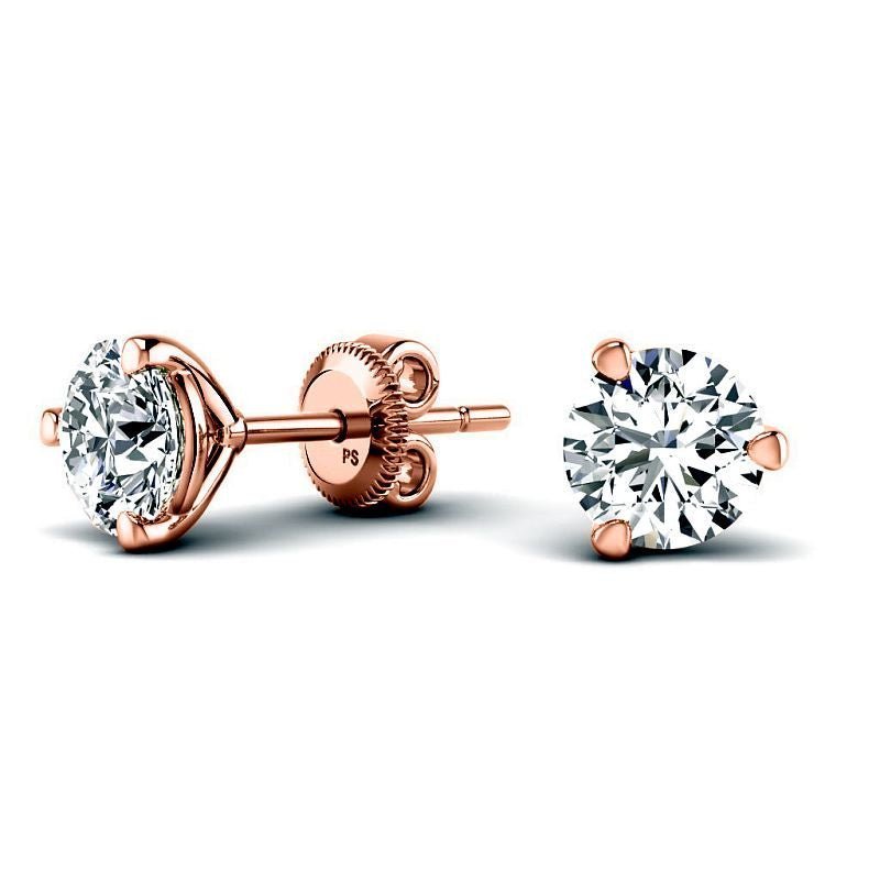 Three - Prong Martini 0.60 - 5.00 CT Round Cut Lab Grown Diamonds - Stud Earrings - Primestyle.com