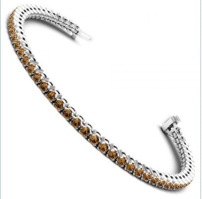 Unique 5.25CT Round Cut Chocolate Natural Diamond Tennis Bracelet in 14KT White Gold - Primestyle.com