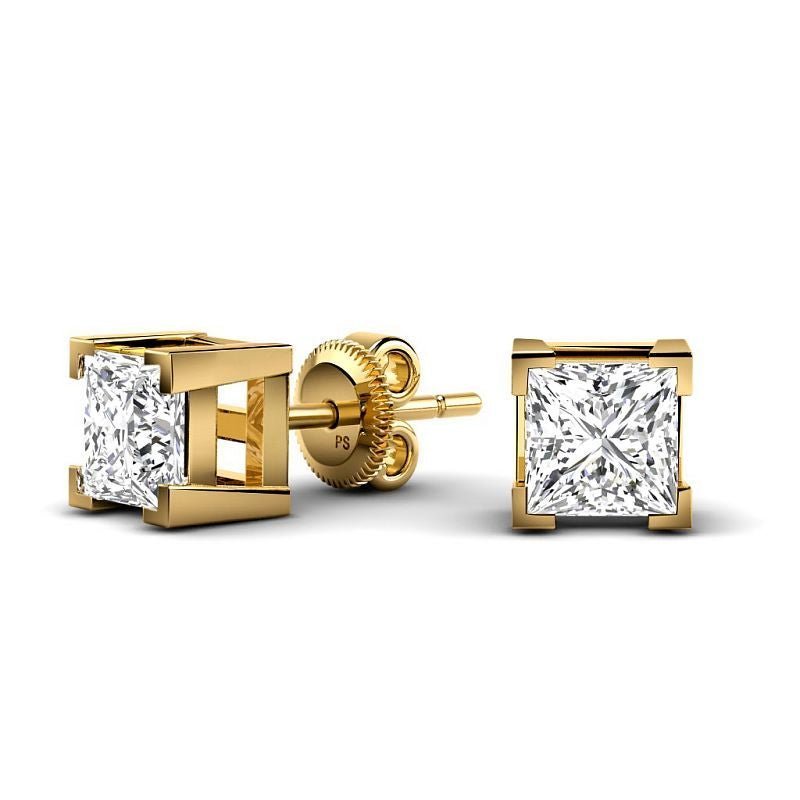 V - Prong 0.60 - 5.00 CT Princess Cut Lab Grown Diamonds - Stud Earrings - Primestyle.com