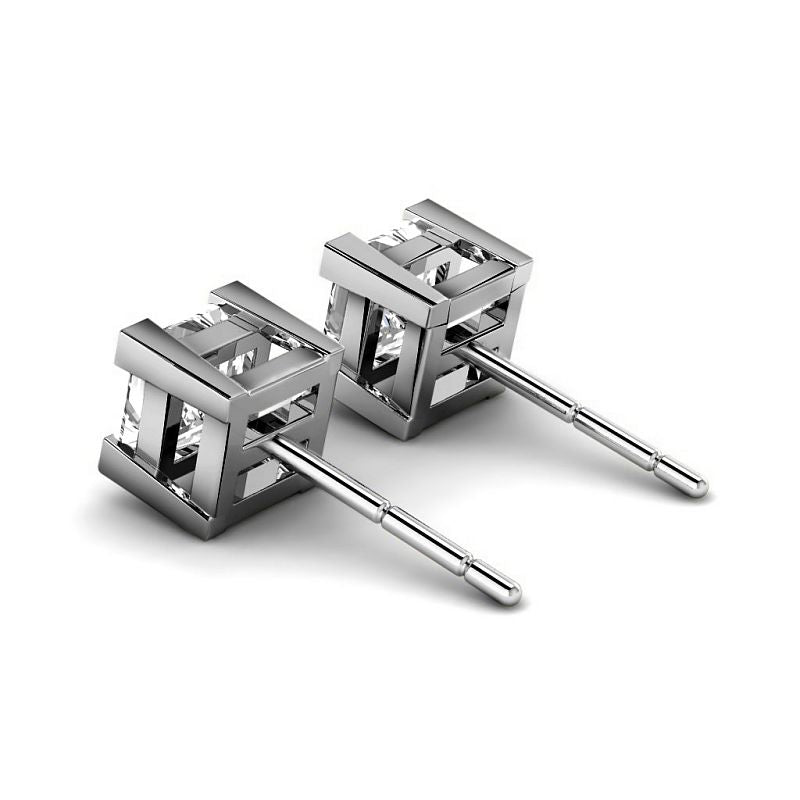 V-Prong 0.60-5.00 CT Princess Cut Lab Grown Diamonds - Stud Earrings