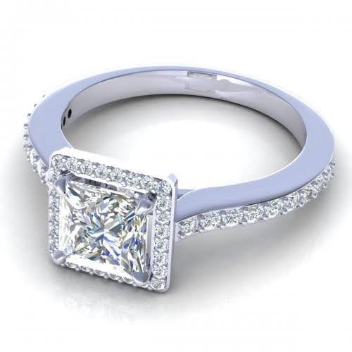 VIP 0.95 CT Princess and Round Cut Diamond Engagement Ring in Platinum - Primestyle.com