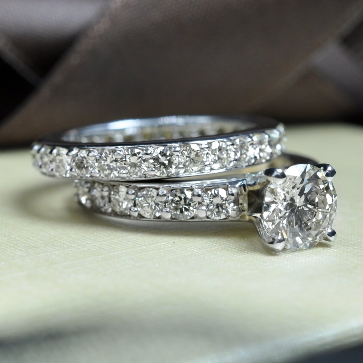 VIP 2.80 CT Round Cut Diamond Bridal Set 14 KT White Gold - Primestyle.com