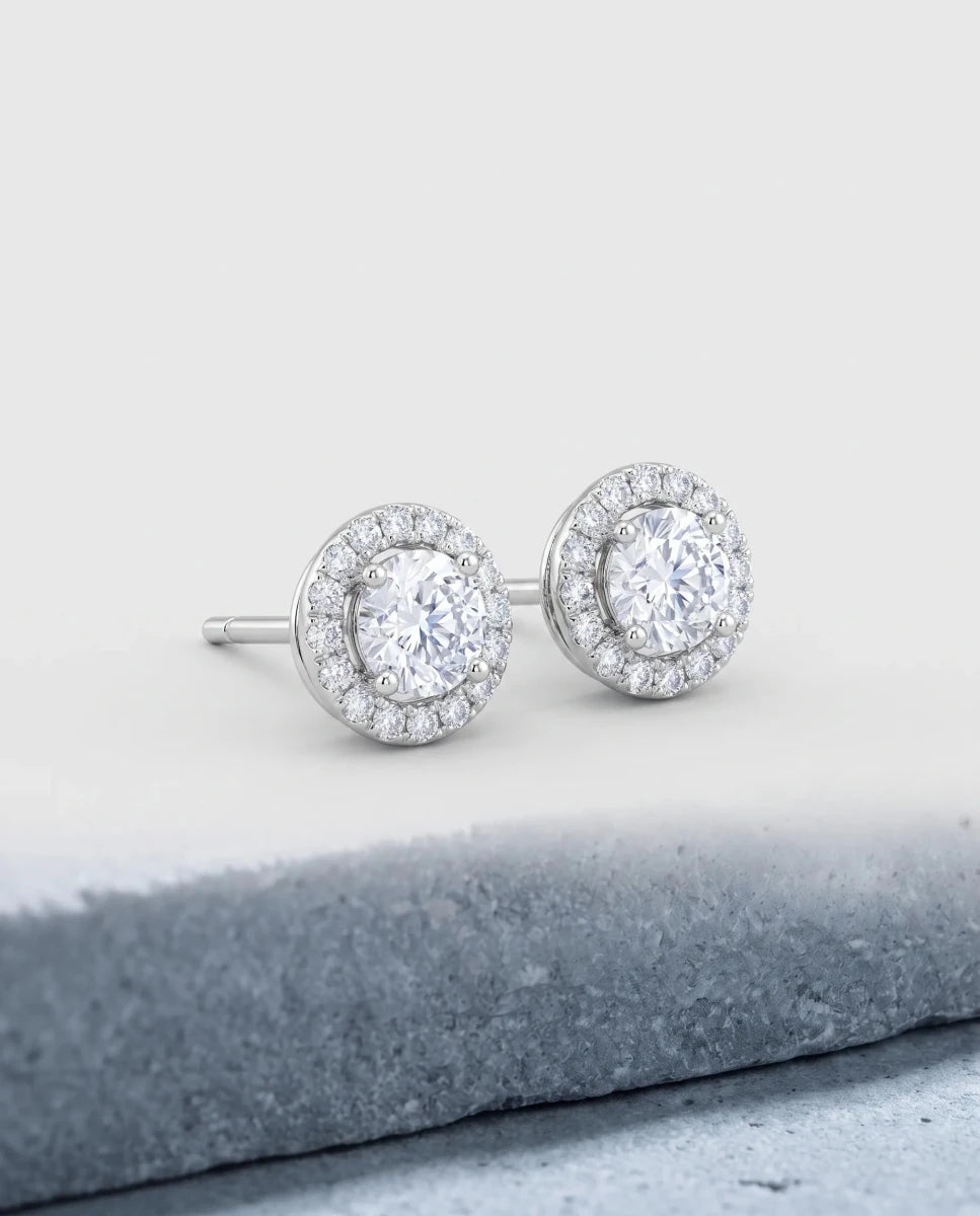 The design render of the halo stud earrings