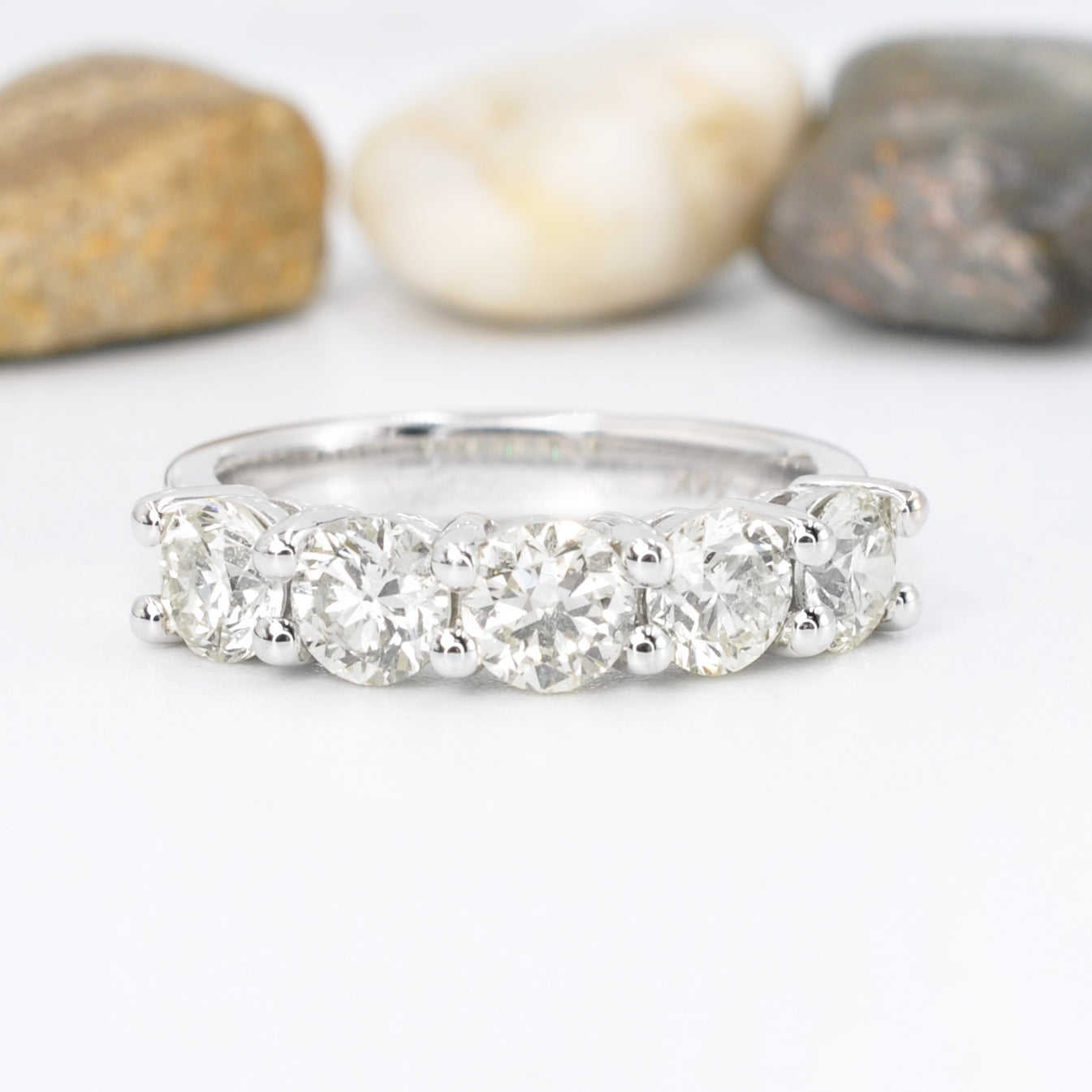 Stunning 2.00 CT Round Cut Diamonds - Wedding Band in 14KT White Gold