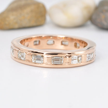 Exquisite 2.50 CT Emerald Cut Diamonds - Eternity Ring in 14KT Rose Gold