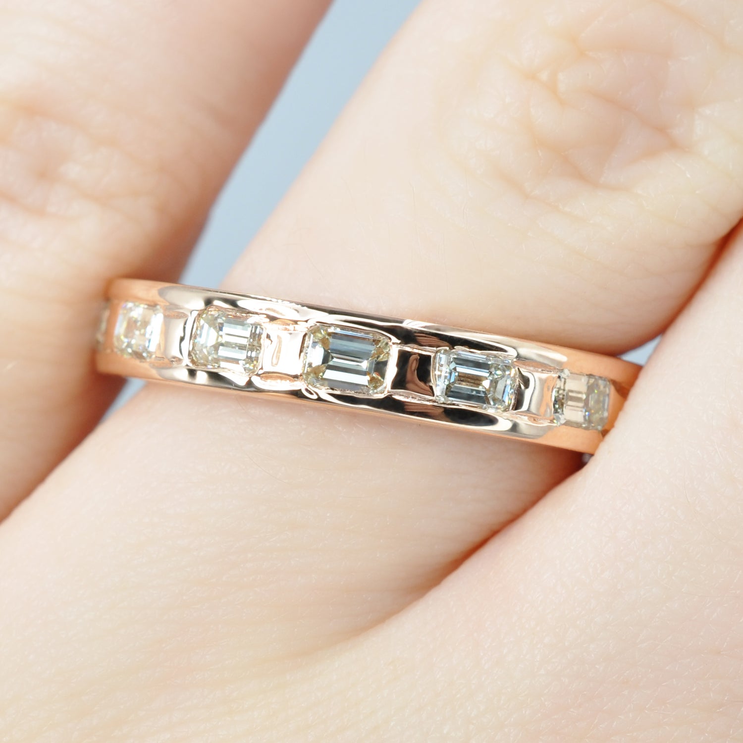 Exquisite 2.50 CT Emerald Cut Diamonds - Eternity Ring in 14KT Rose Gold