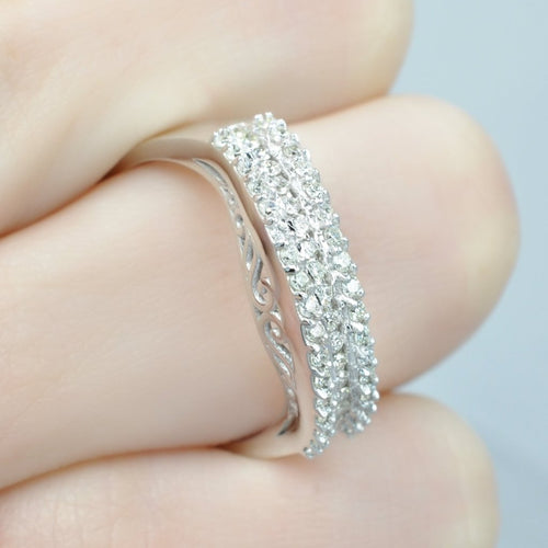 Chic 0.60 CT Round Cut Diamond Wedding Band in 14KT White Gold - Primestyle.com