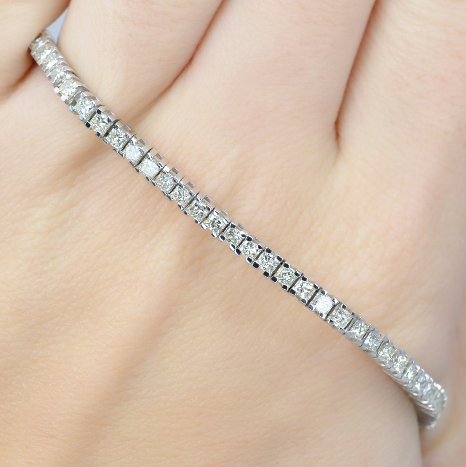 Premium 4.00 CT Princess Cut Diamond Bracelet in 18KT White Gold