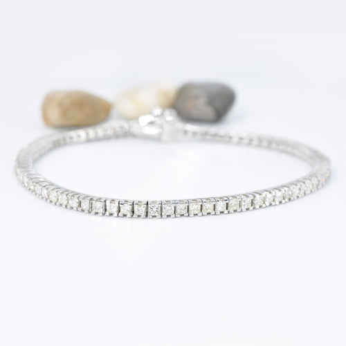 Premium 4.00 CT Princess Cut Diamond Bracelet in 18KT White Gold