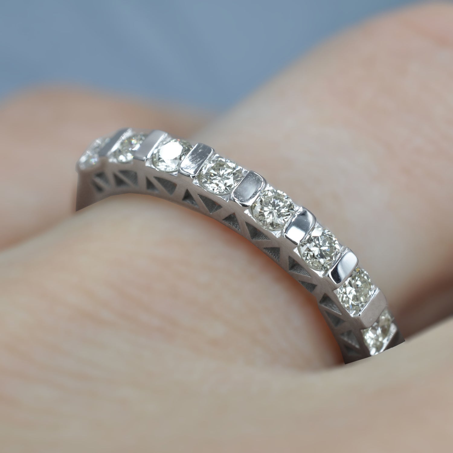 Bargain 0.50 CT Round Cut Diamonds - Wedding Band in 14KT White Gold