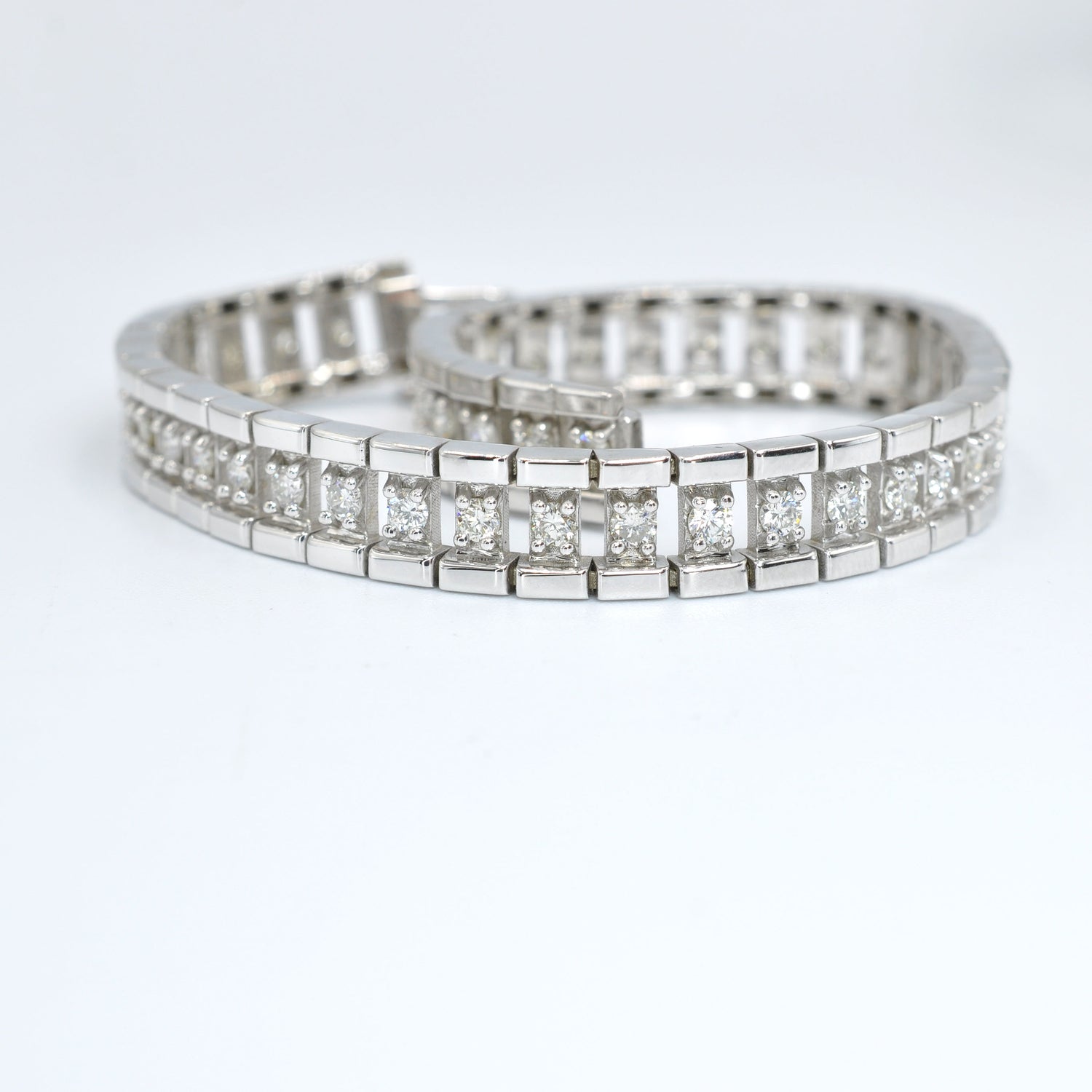 Affordable 3.00 CT Round Cut Diamond Bracelet in 14KT White Gold