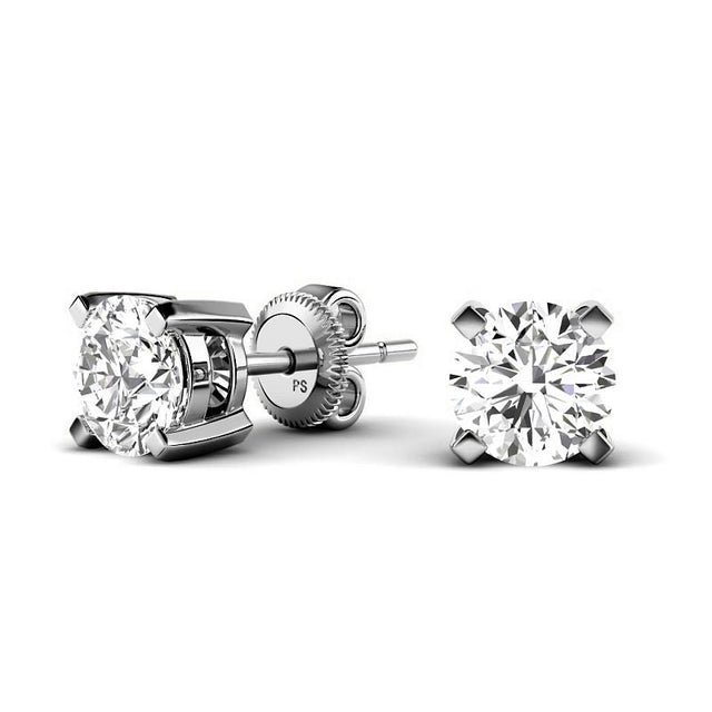 2.00 CT Round Cut Lab Grown Diamonds in 14KT White Gold  Stud Earrings