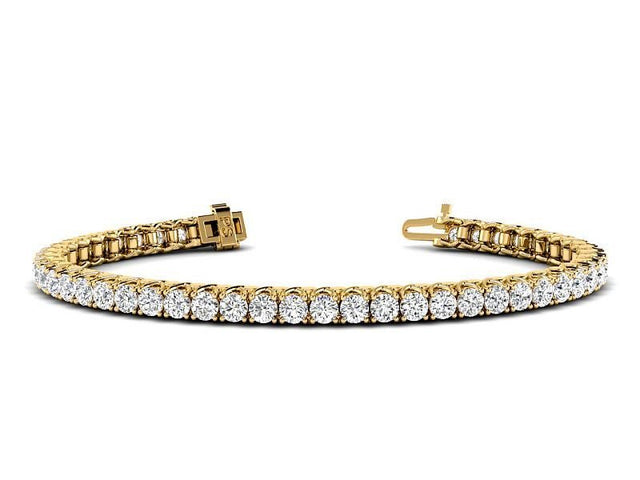 8.00 CT Round Cut Diamonds in 14KT Yellow Gold - Tennis Bracelet