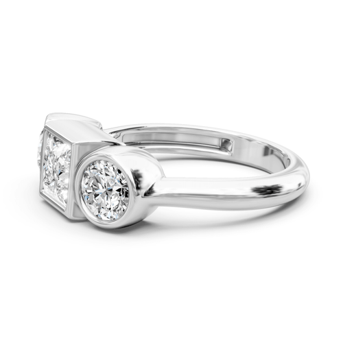 1.10-1.30 CT Princess & Round Cut Natural Diamonds - Three Stone Rings - Primestyle.com