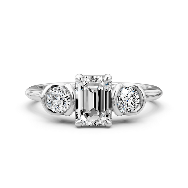0.80-6.30 CT Emerald & Princess Cut Lab Grown Diamonds - Three Stone Rings