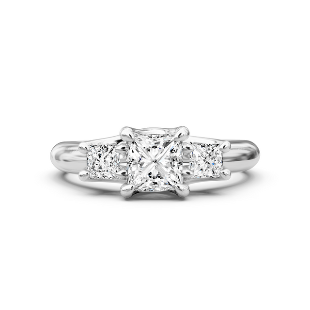 0.85-6.35 CT Princess Cut Lab Grown Diamonds - Three Stone Rings