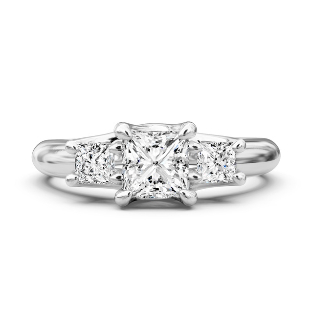 0.85-6.35 CT Princess Cut Lab Grown Diamonds - Three Stone Rings