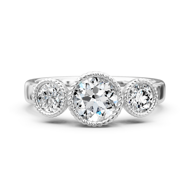 0.95-6.45 CT Round Cut Lab Grown Diamonds - Three Stone Rings
