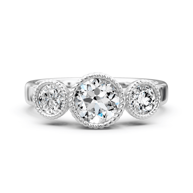 0.70-0.90 CT Round Cut Natural Diamonds - Three Stone Rings