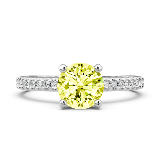 1.20-4.20 CT Round Cut Fancy Yellow Diamonds - Engagement Ring