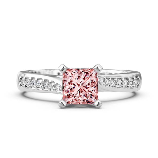 1.15-4.15 CT Princess & Round Cut Fancy Pink Diamonds - Engagement Ring