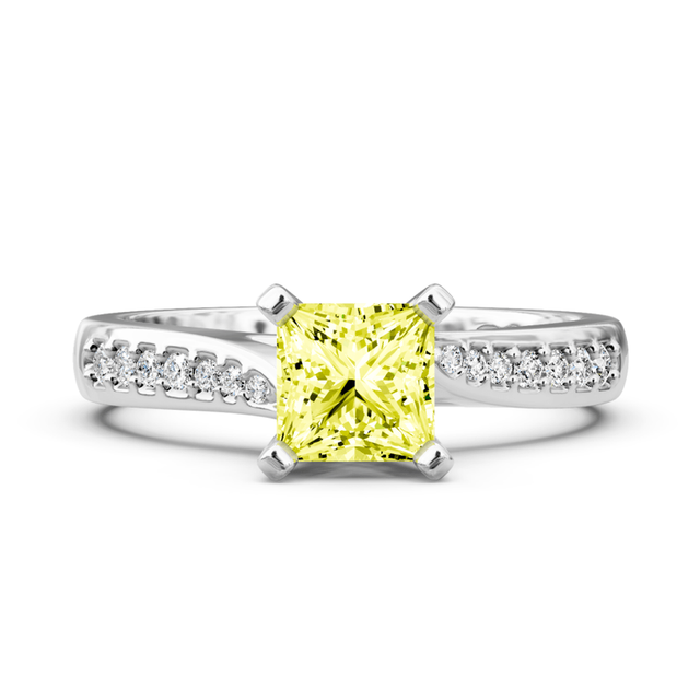 1.15-4.15 CT Princess & Round Cut Fancy Yellow Diamonds - Engagement Ring