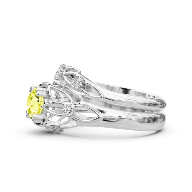 1.20-4.20 CT Round Cut Fancy Yellow Diamonds - Bridal Set