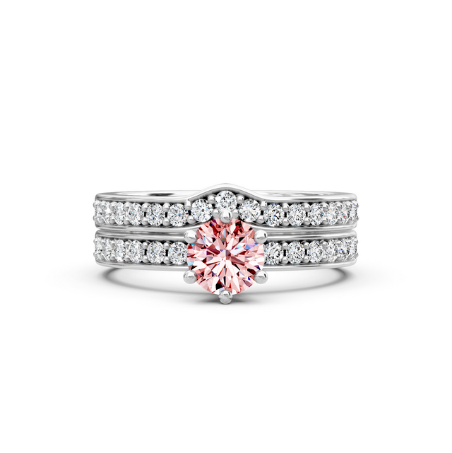 1.60-4.60 CT Round Cut Fancy Pink Diamonds - Bridal Set