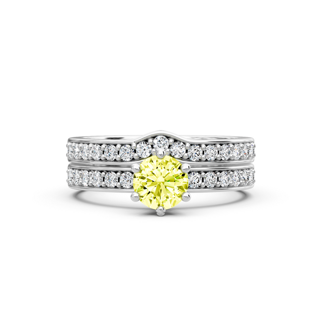 1.60-4.60 CT Round Cut Fancy Yellow Diamonds - Bridal Set